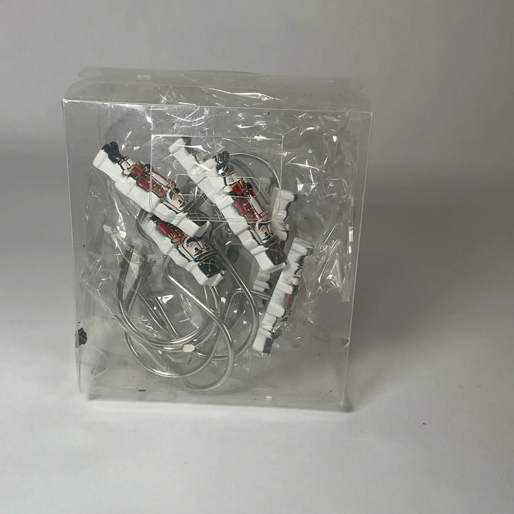 12 Pack Christmas Shower Curtain Hooks - Resin Hand-Painted Nutcracker Design...